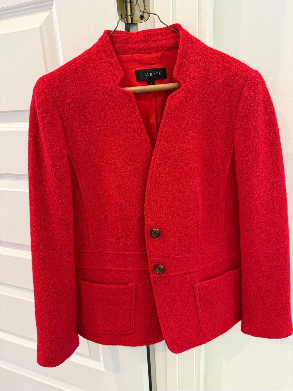 Talbots Bright Red Women's Tailored Wool-Blend Blazer